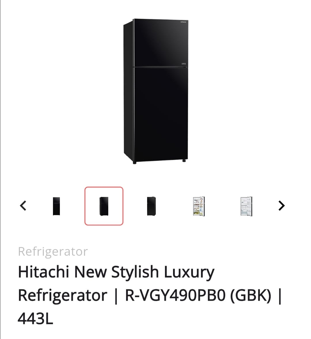 Hitachi New Stylish Luxury Refrigerator l R-VGY490PBO (GBK) 443L